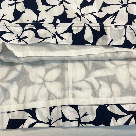 J Crew Bow Neck Halter Cotton Mini Floral Tropical Shift Dress Navy White Size 0 - Picture 13 of 17
